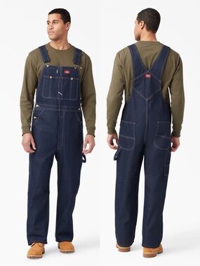 Dickies indigo blue men’s jean denim overalls 34X30 dark wash